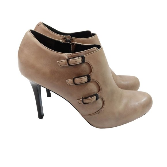 Cole Haan Shoes - COLE HAAN MARIA SHARAPOVA 10 B Taupe Platform Leather Buckle Ankle Boots Booties